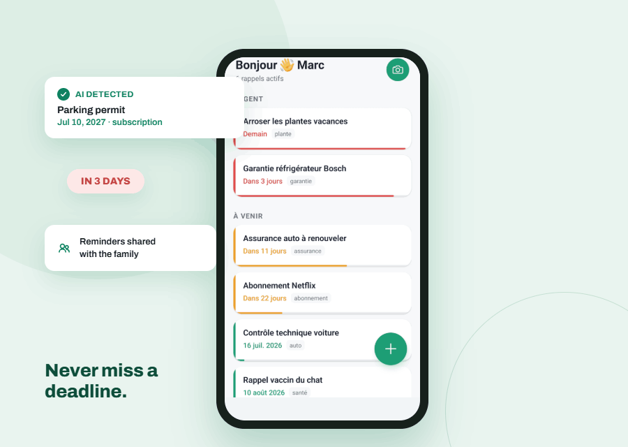 Remindly — never miss a deadline